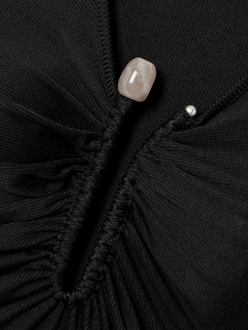 Close-up detail of the Christopher Esber Crystal-embellished Ruched Stretch-jersey Maxi Dress