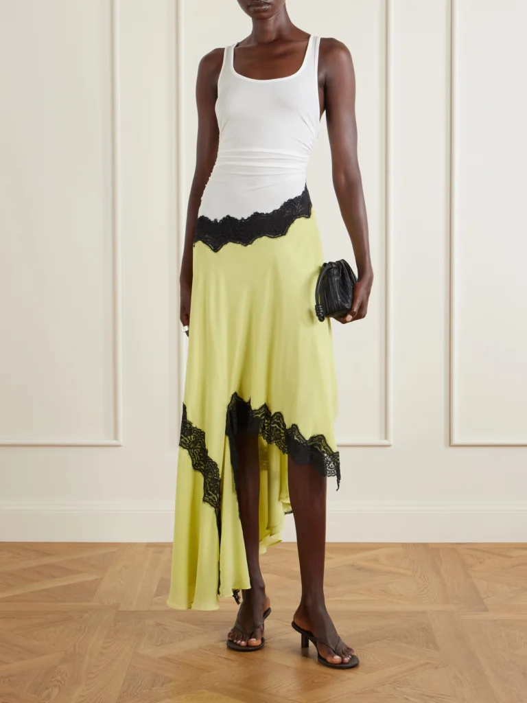 Christopher Esber Cutaway Asymmetric Lace-trimmed Ruched Stretch-jersey and Crepe Dress