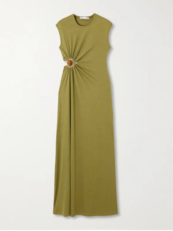 Christopher Esber Cutout Embellished Ribbed-jersey Maxi Dress