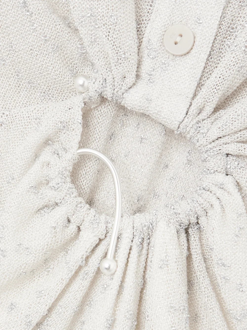 Close-up detail of the Christopher Esber Embellished Cutout Metallic Mesh Maxi Dress