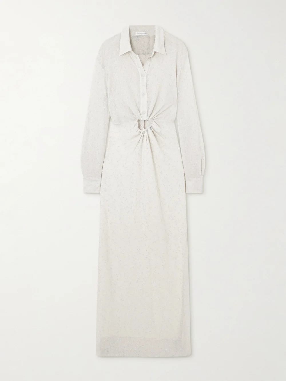 Christopher Esber Embellished Cutout Metallic Mesh Maxi Dress in silver