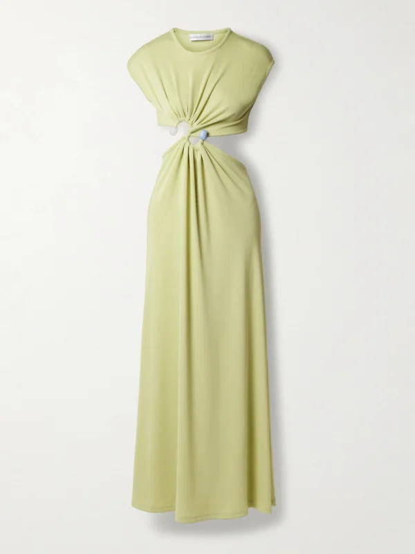 Christopher Esber Embellished Cutout Ribbed-knit Maxi Dress