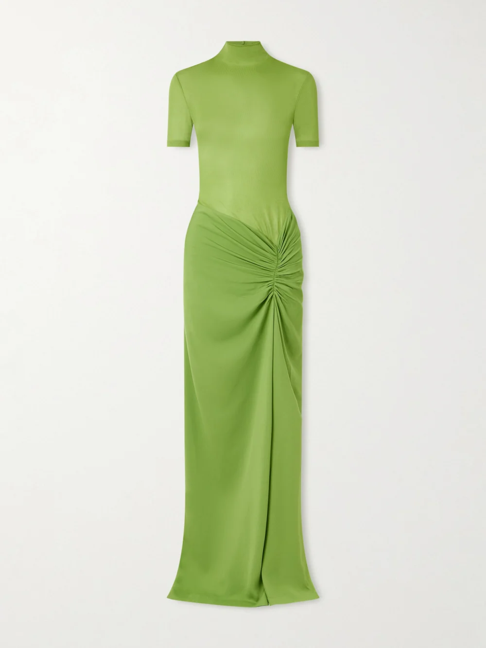 Christopher Esber Fusion Jersey and Gathered Crepe Mock-neck Maxi Dress in green