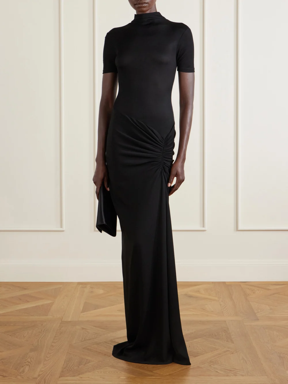 Christopher Esber Fusion Ruched Jersey Maxi Dress, worn by a model