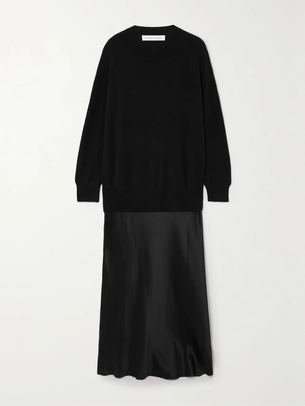 Christopher Esber Monument Cashmere and Silk-satin Maxi Dress in black