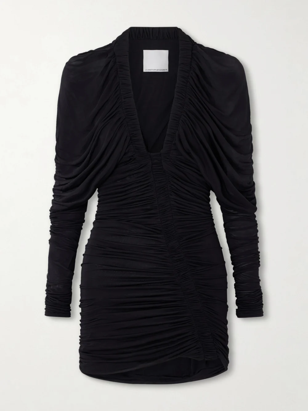 Christopher Esber Orion Ruched Stretch-jersey Mini Dress in black
