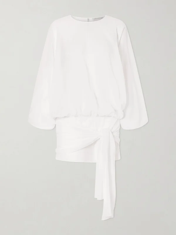 Christopher Esber Porto Tie-detailed Gathered Cotton-voile Mini Dress