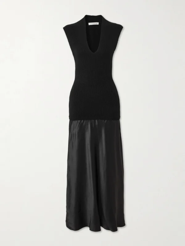 Christopher Esber Ribbed Cashmere and Silk-satin Maxi Dress
