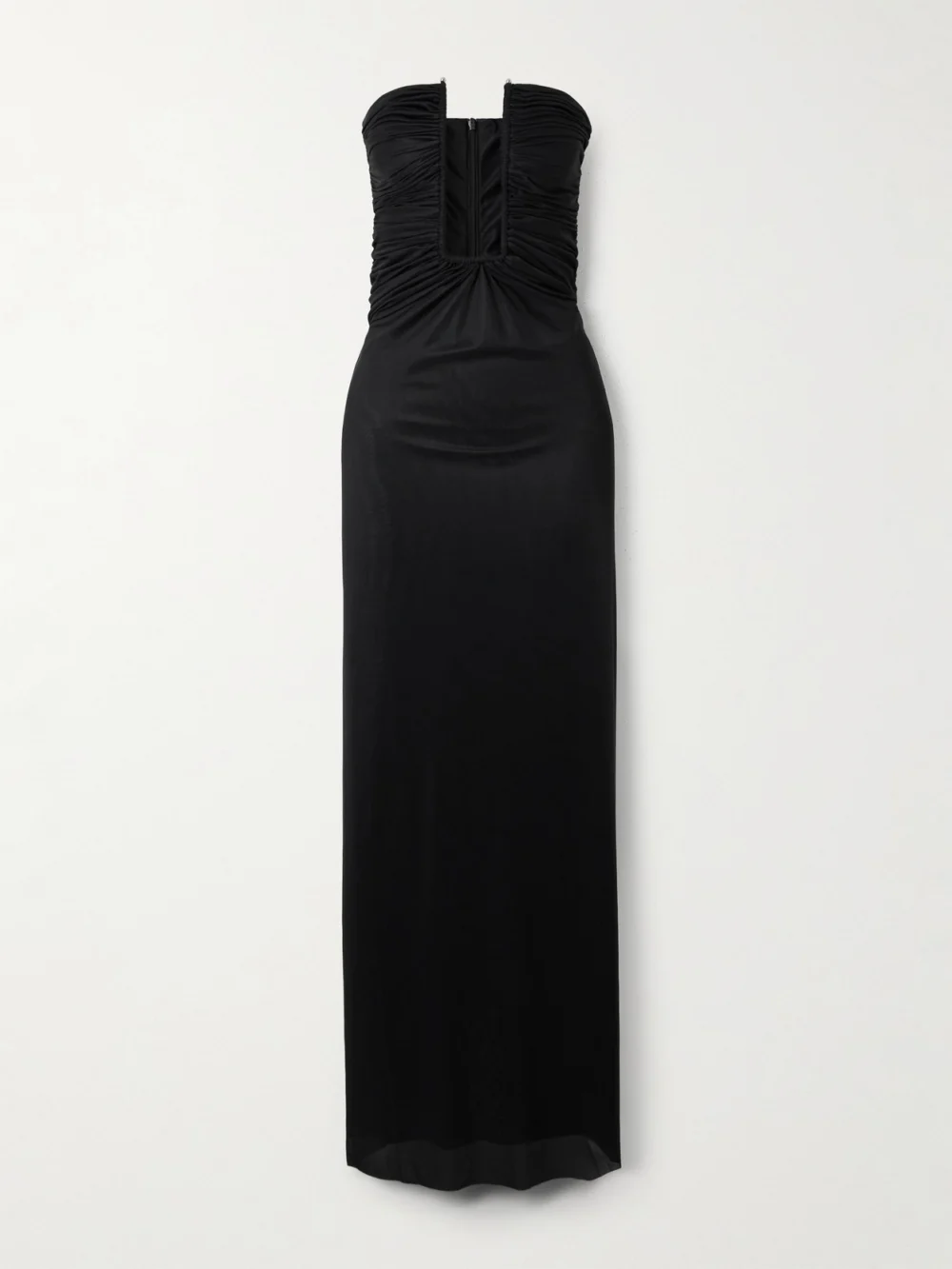 Christopher Esber Strapless Gathered Satin-jersey Maxi Dress in black