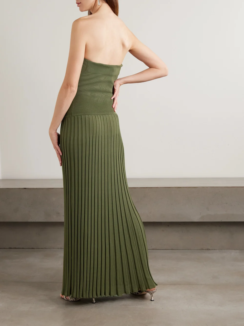 Back view of the Christopher Esber Sunray Strapless Cutout Ribbed-knit Dress