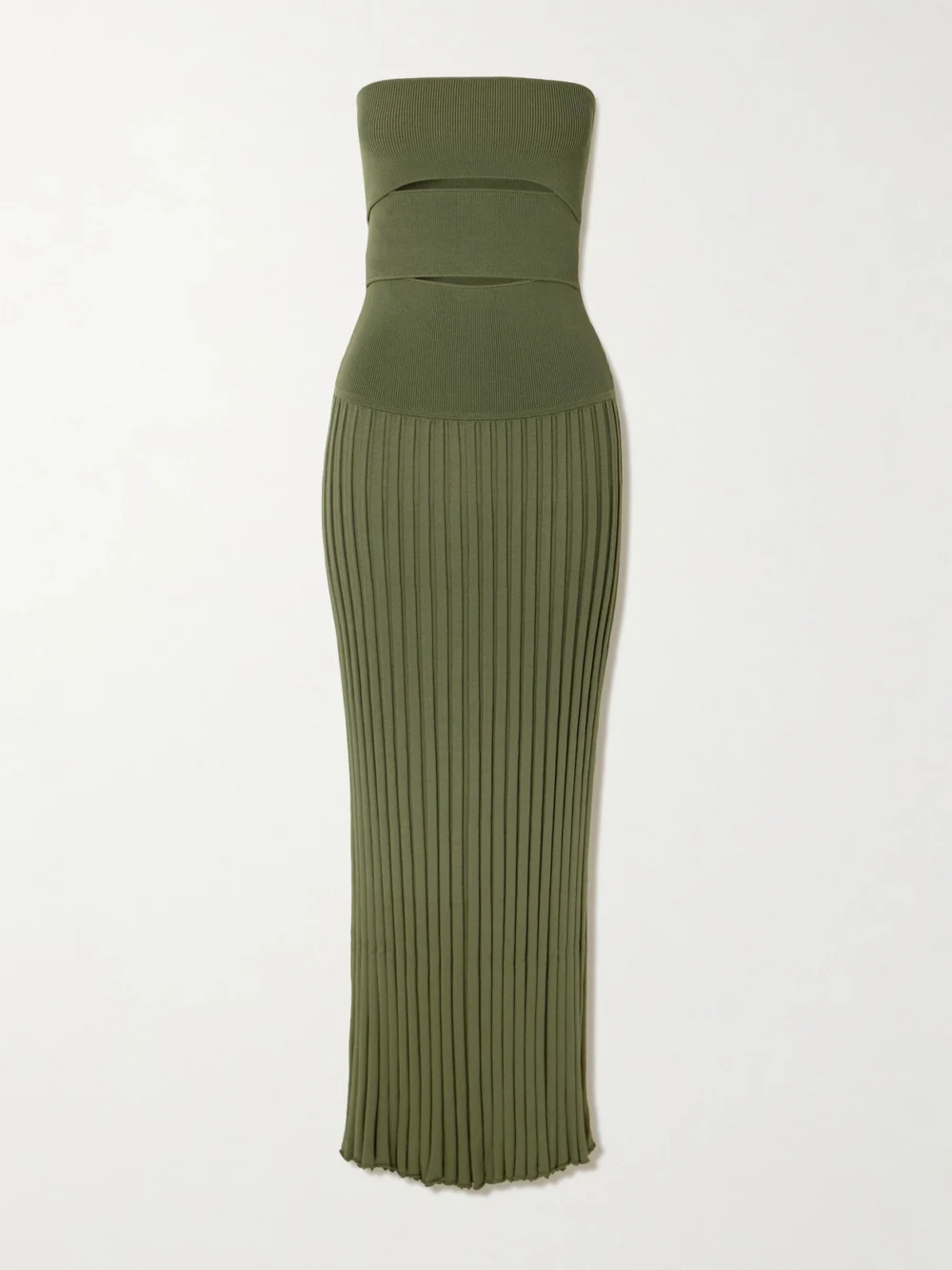 Christopher Esber Sunray Strapless Cutout Ribbed-knit Dress in green