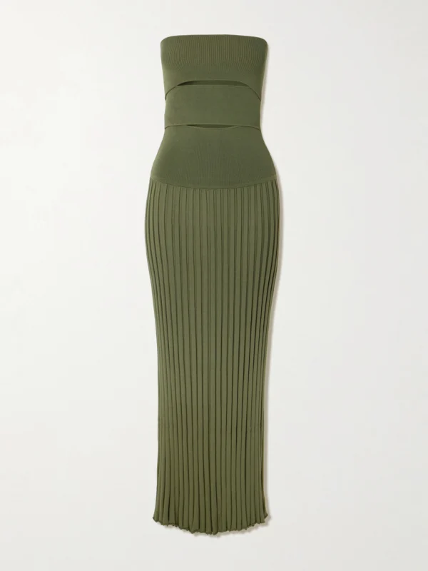 Christopher Esber Sunray Strapless Cutout Ribbed-knit Dress