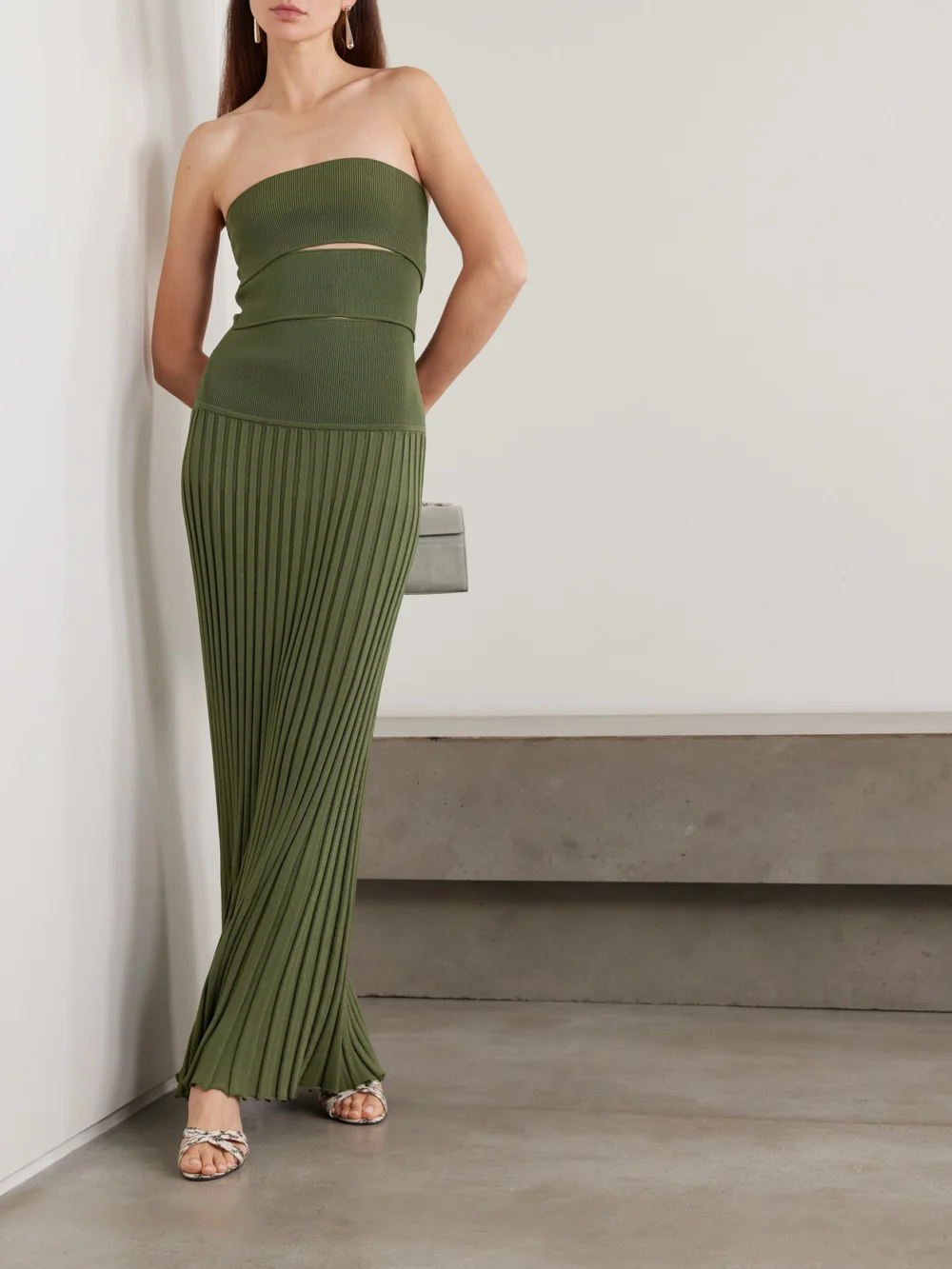 Christopher Esber Sunray Strapless Cutout Ribbed-knit Dress, worn by a model