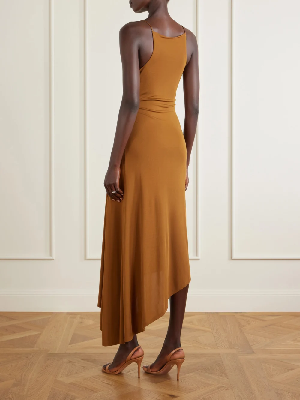 Back view of the Christopher Esber Veer Crystal-embellished Draped Jersey Midi Dress