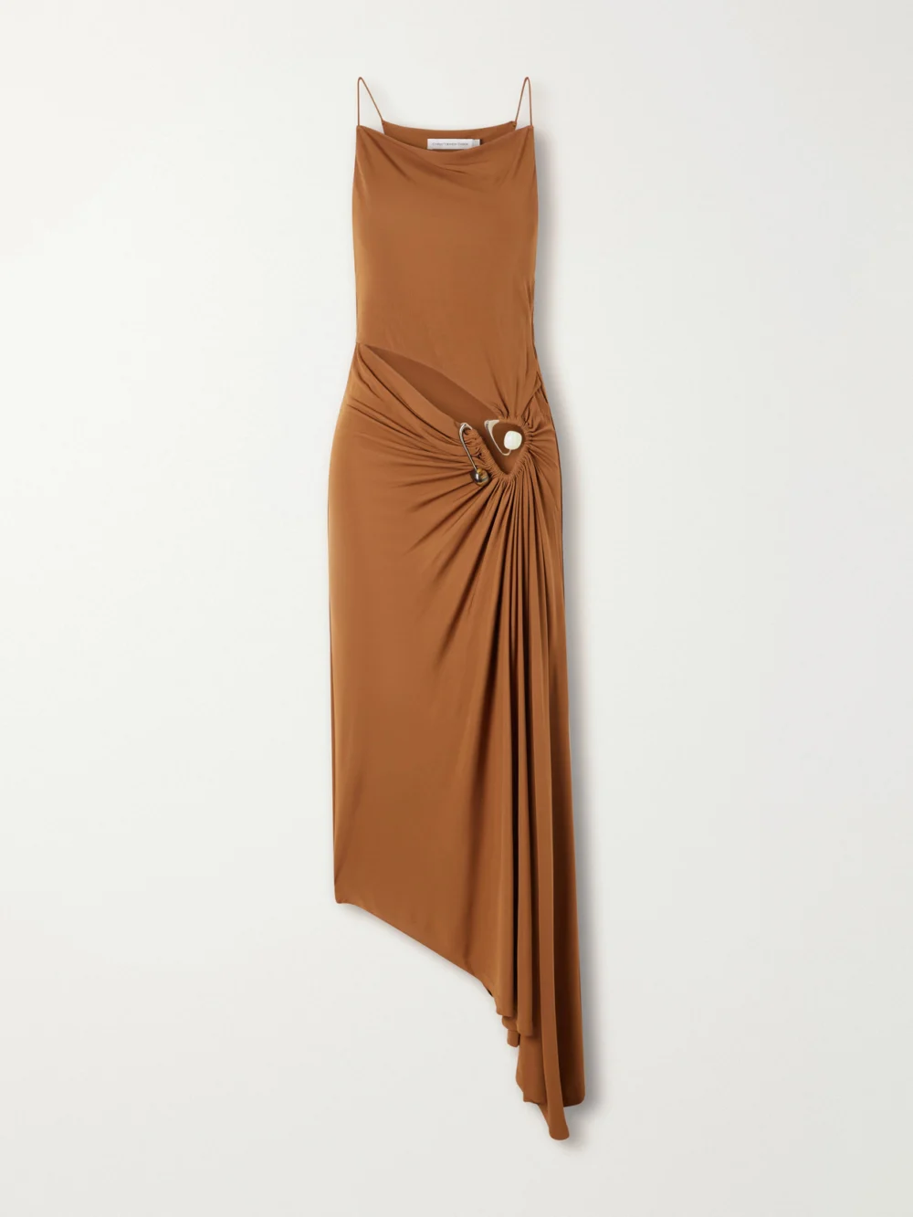 Christopher Esber Veer Crystal-embellished Draped Jersey Midi Dress in brown