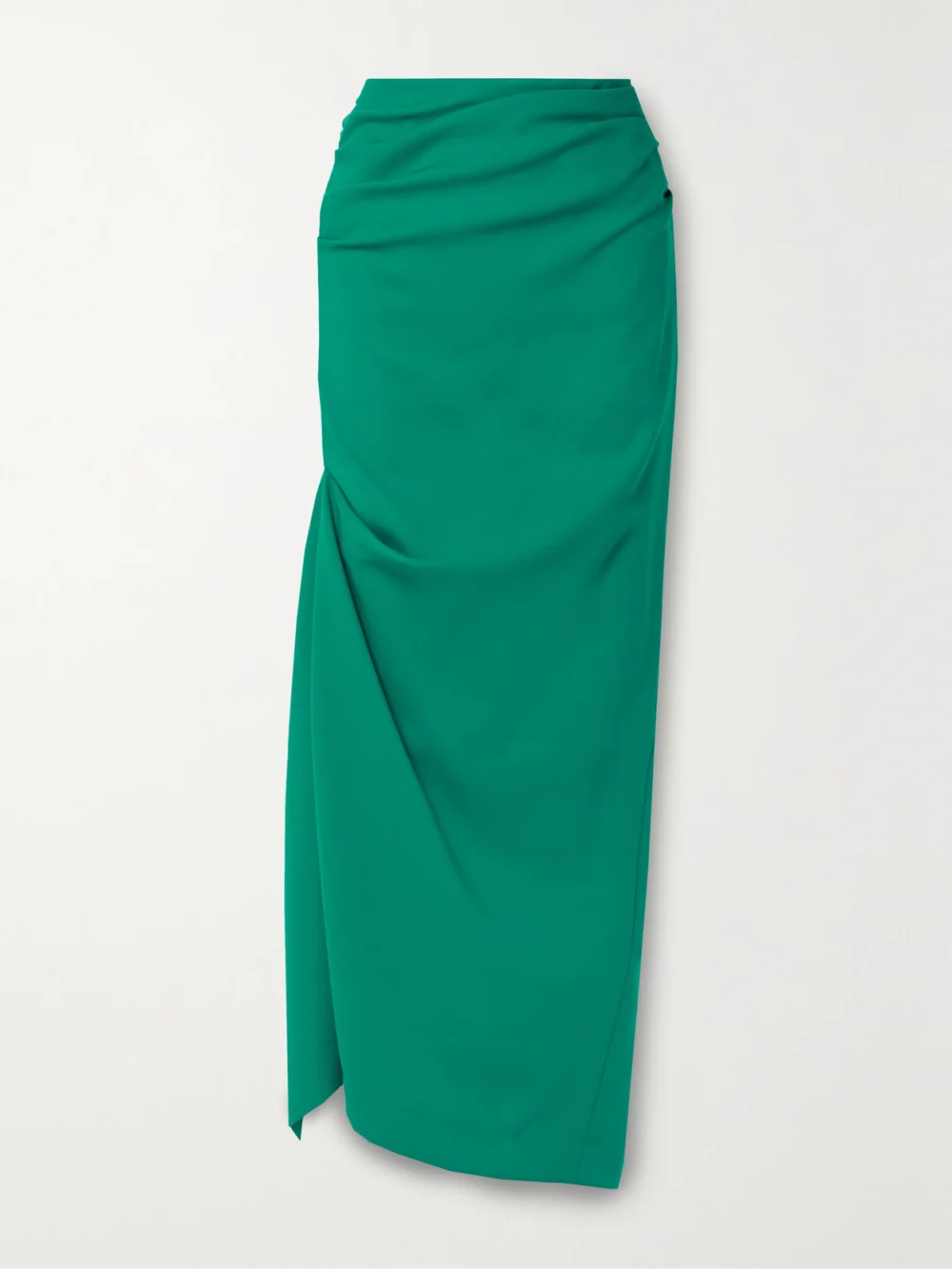 Christopher John Rogers Asymmetric Gathered Woven Maxi Skirt in jade