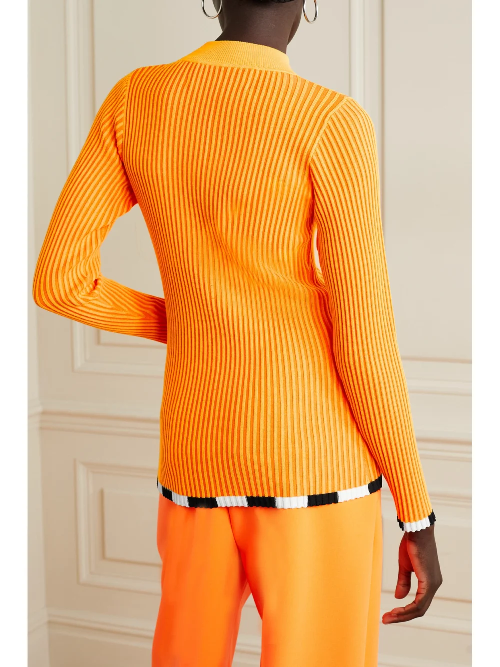 Back view of the Christopher John Rogers Color-block Ribbed Wool-blend Sweater