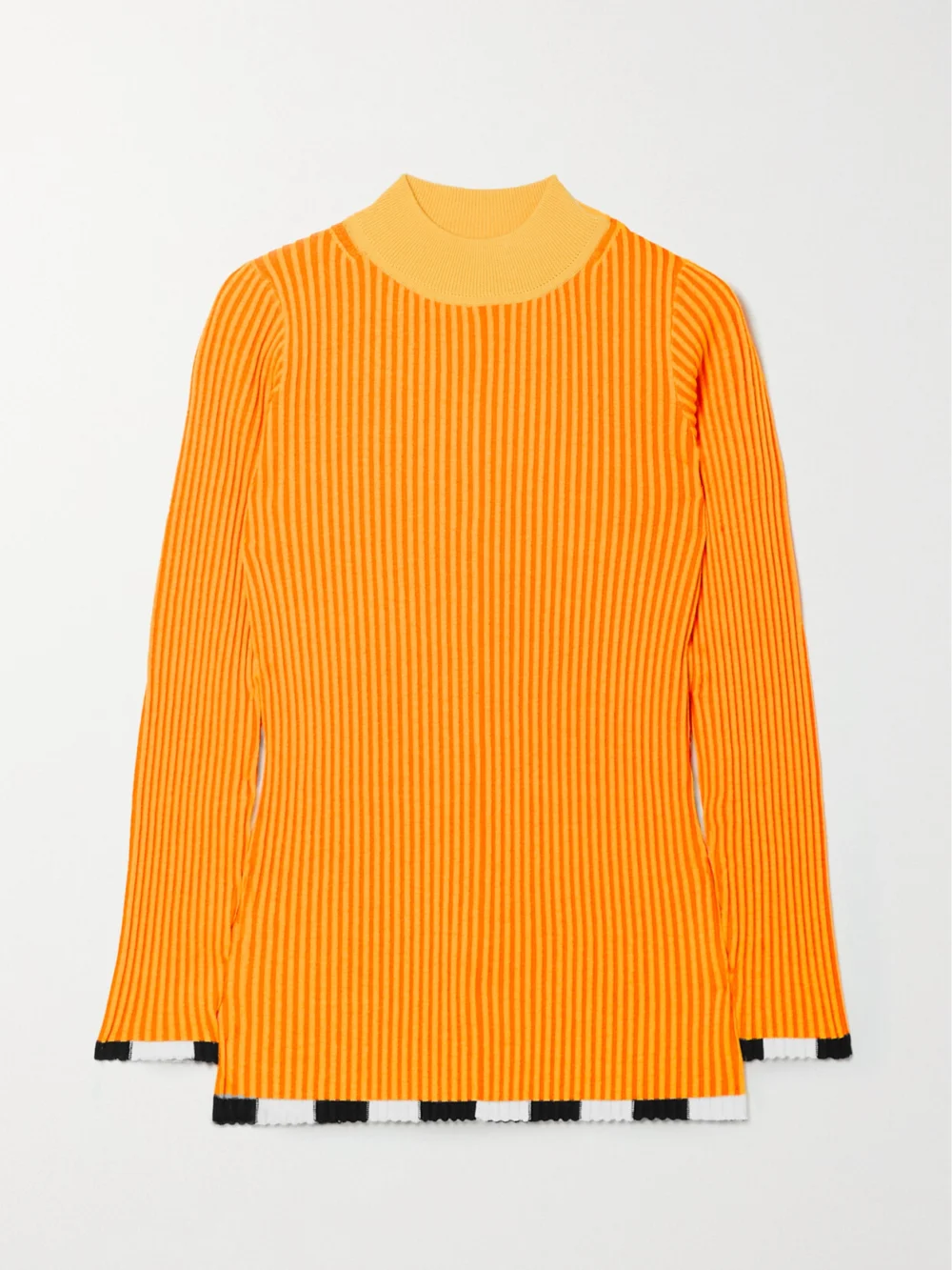 Christopher John Rogers Color-block Ribbed Wool-blend Sweater in orange