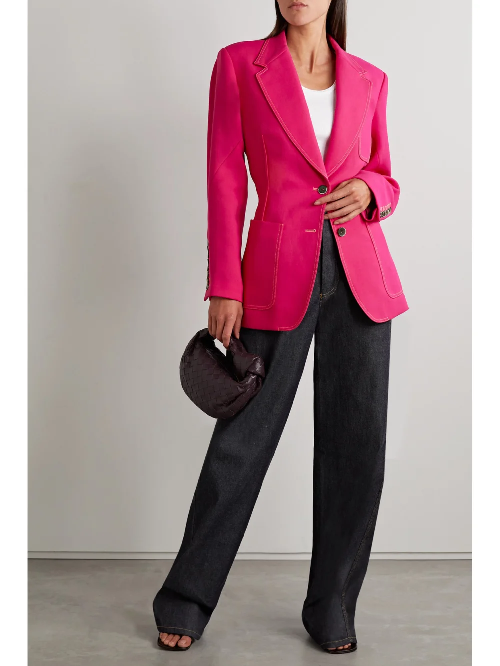 Christopher John Rogers Crepe Blazer, worn by a model