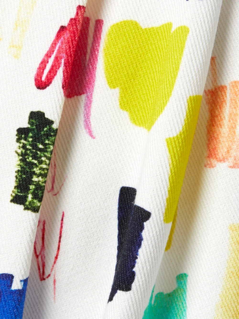 Close-up detail of the Christopher John Rogers Marker Test Pleated Printed Cotton-twill Wide-leg Pants
