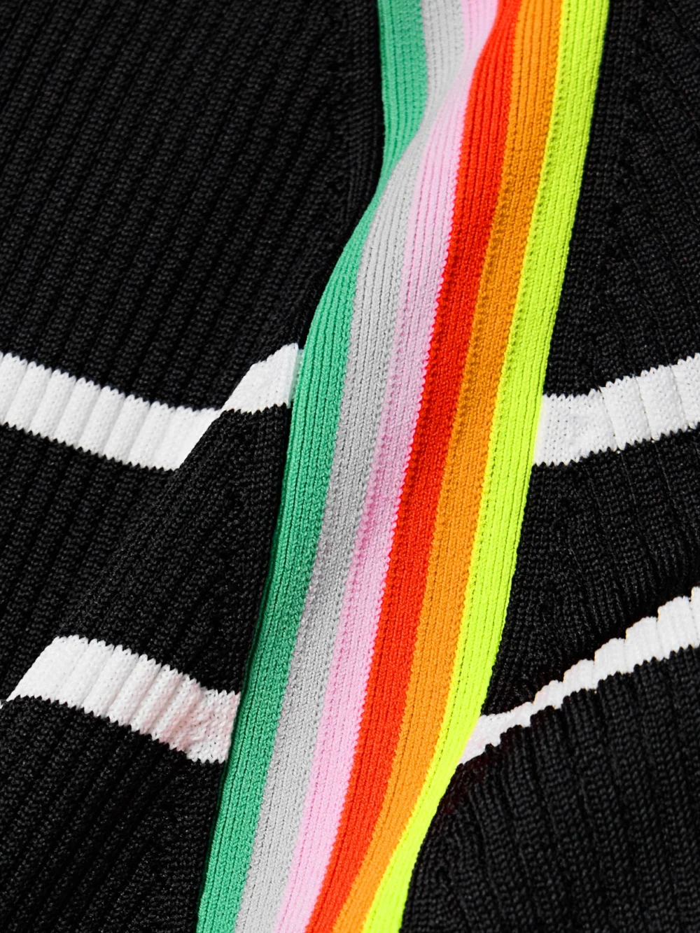 Close-up detail of the Christopher John Rogers Open-back Striped Ribbed-knit Midi Dress