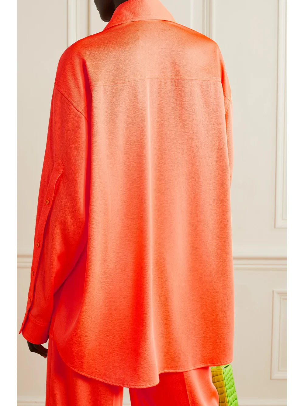 Back view of the Christopher John Rogers Oversized Crepe Shirt