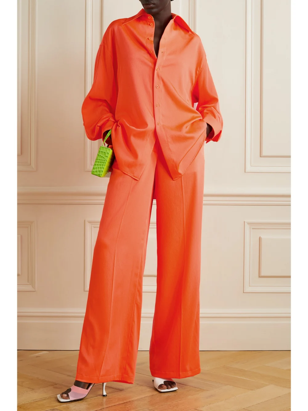 Christopher John Rogers Oversized Crepe Shirt, worn by a model