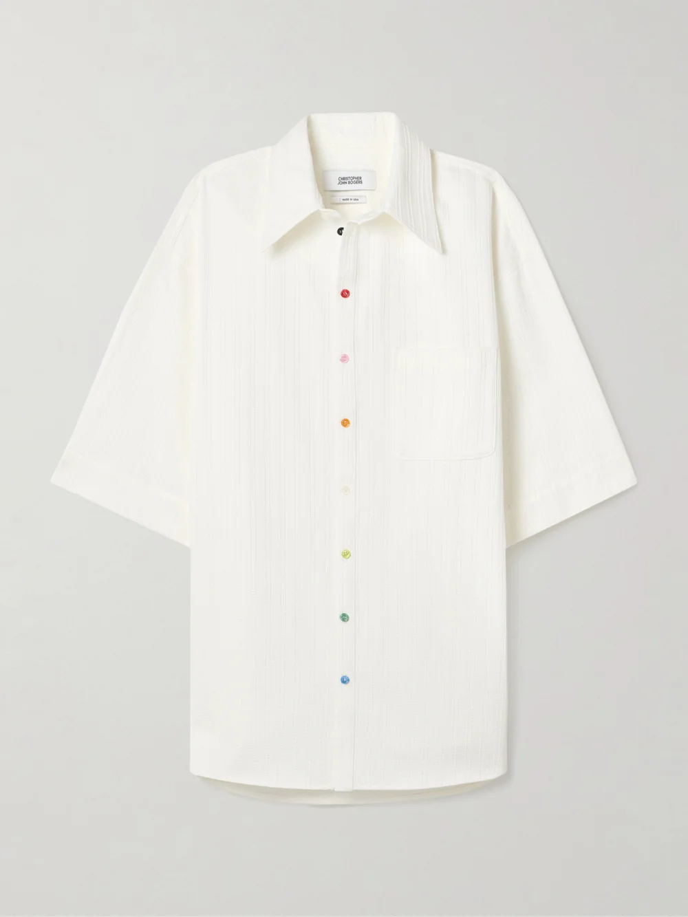 Christopher John Rogers Oversized Embroidered Cotton-sateen Shirt in white