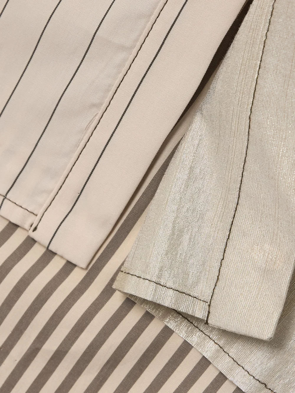 Close-up detail of the Christopher John Rogers Oversized Striped Patchwork Silk-satin, Cotton-poplin and Cotton-blend Shirt