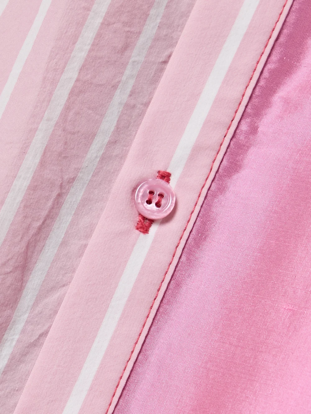 Close-up detail of the Christopher John Rogers Patchwork Satin, Silk-twill and Striped Cotton-blend Poplin Shirt