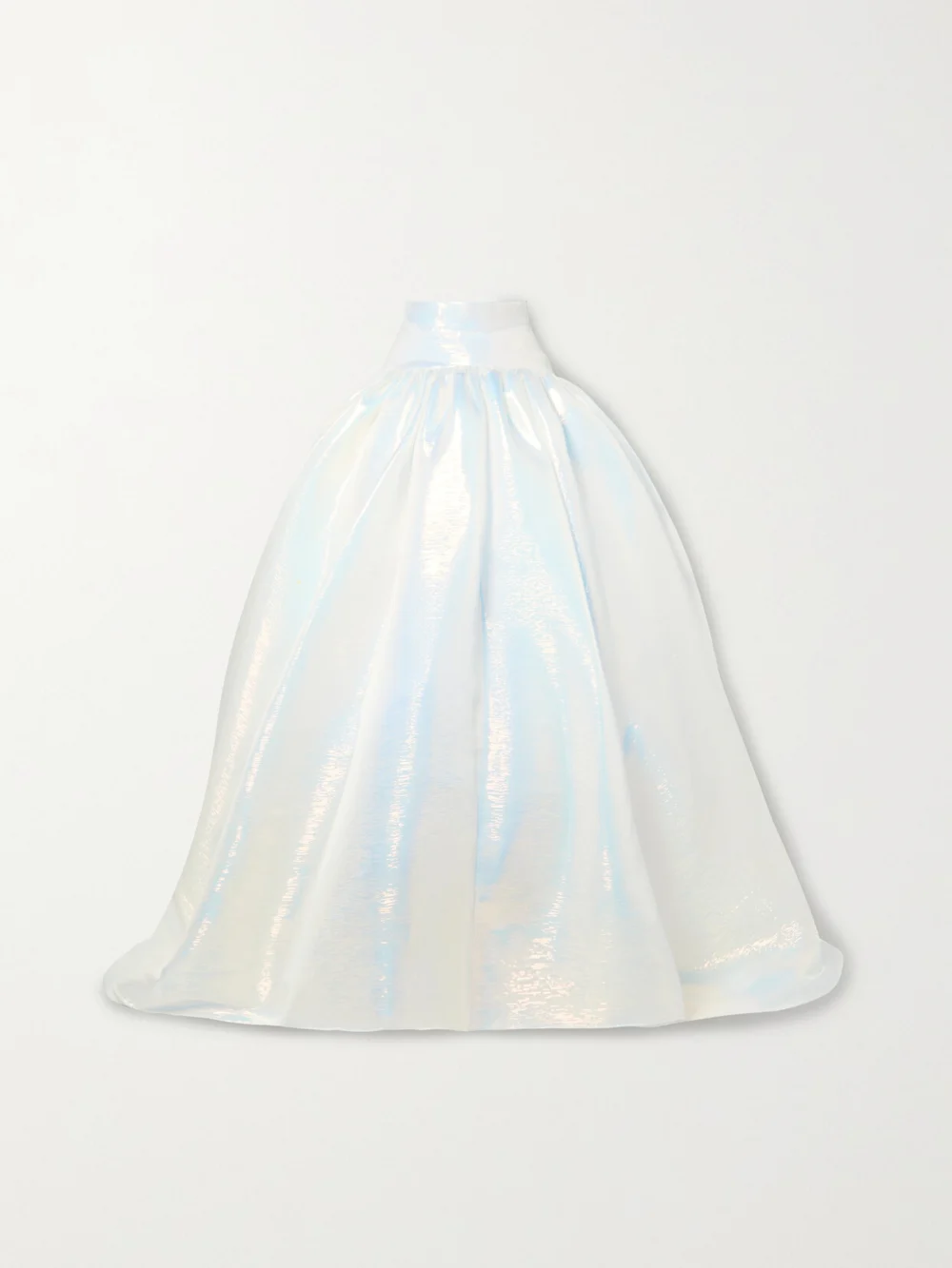 Christopher John Rogers Pleated Iridescent Textured Silk-organza Maxi Skirt in white