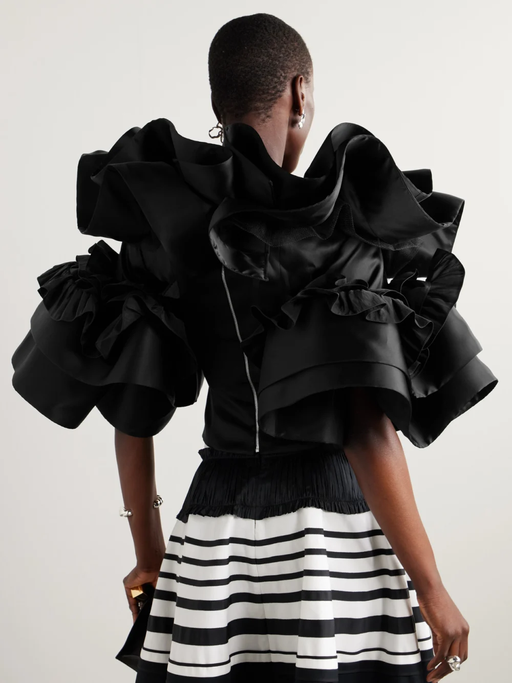 Back view of the Christopher John Rogers Ruffled Silk-taffeta Top