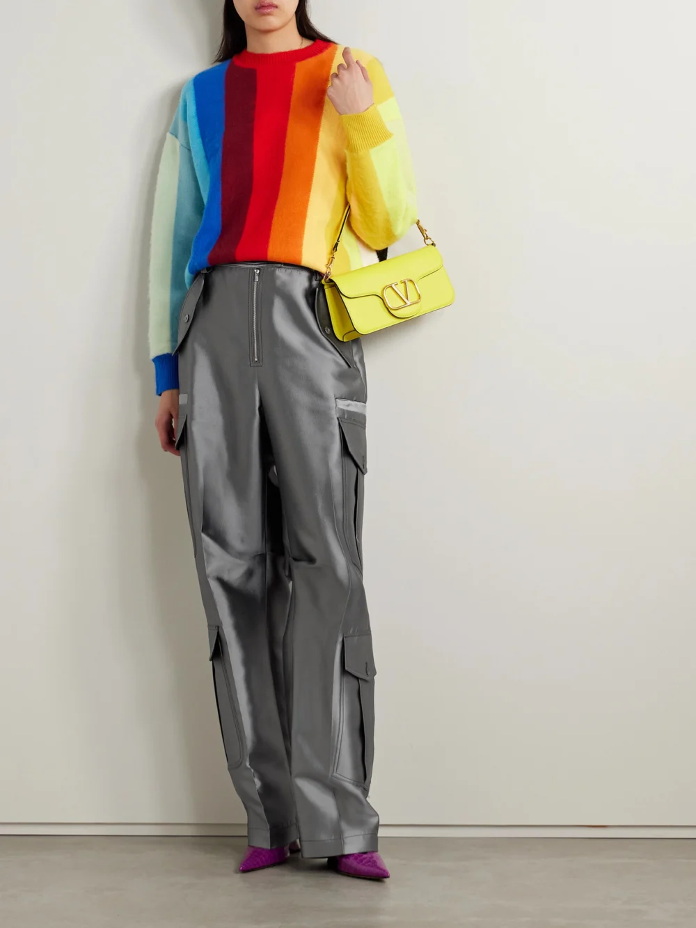 Christopher John Rogers Silk and Wool-blend Twill Tapered Cargo Pants, worn by a model