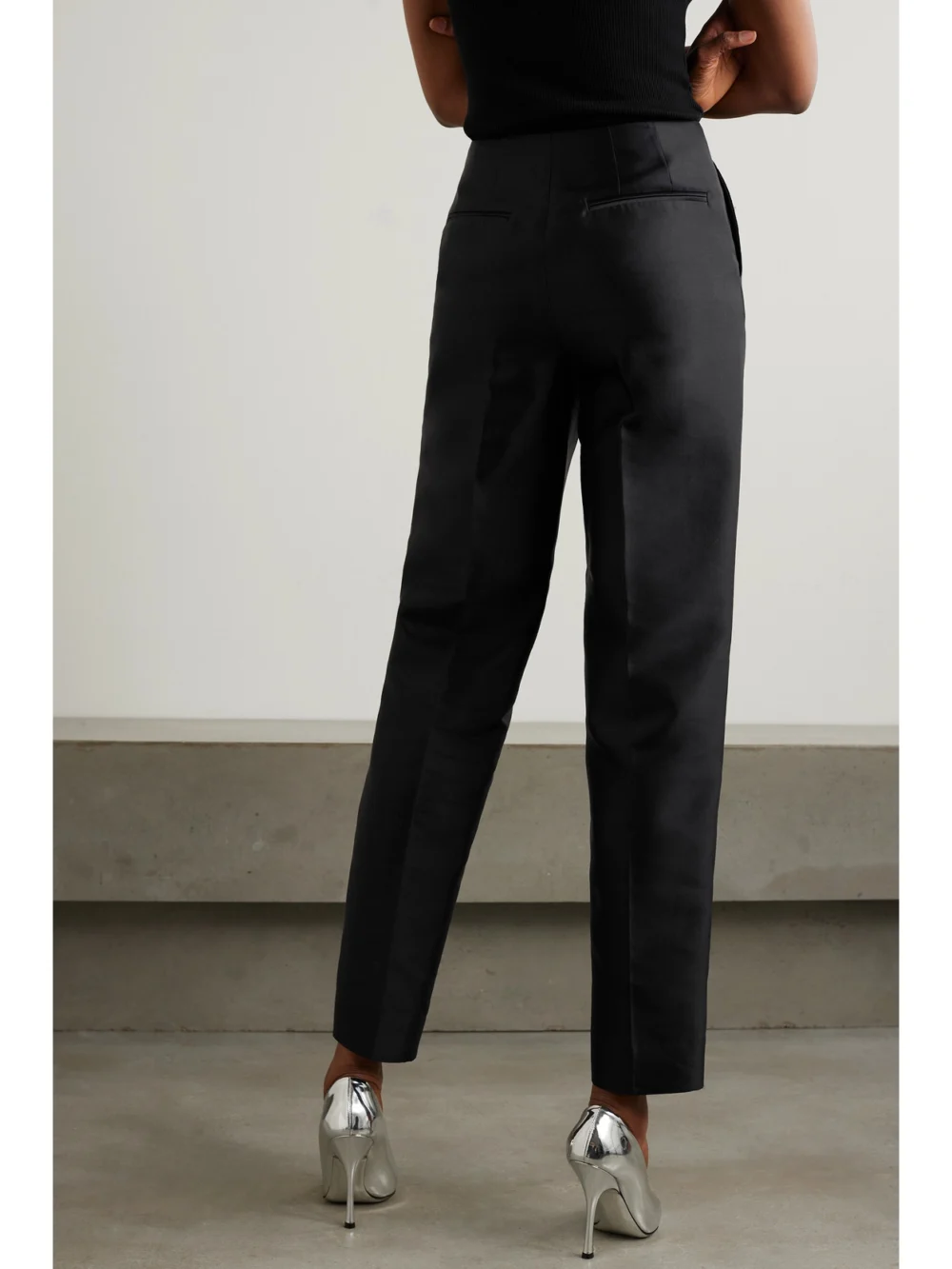 Christopher John Rogers Silk and Wool-blend Twill Tapered Pants, worn by a model