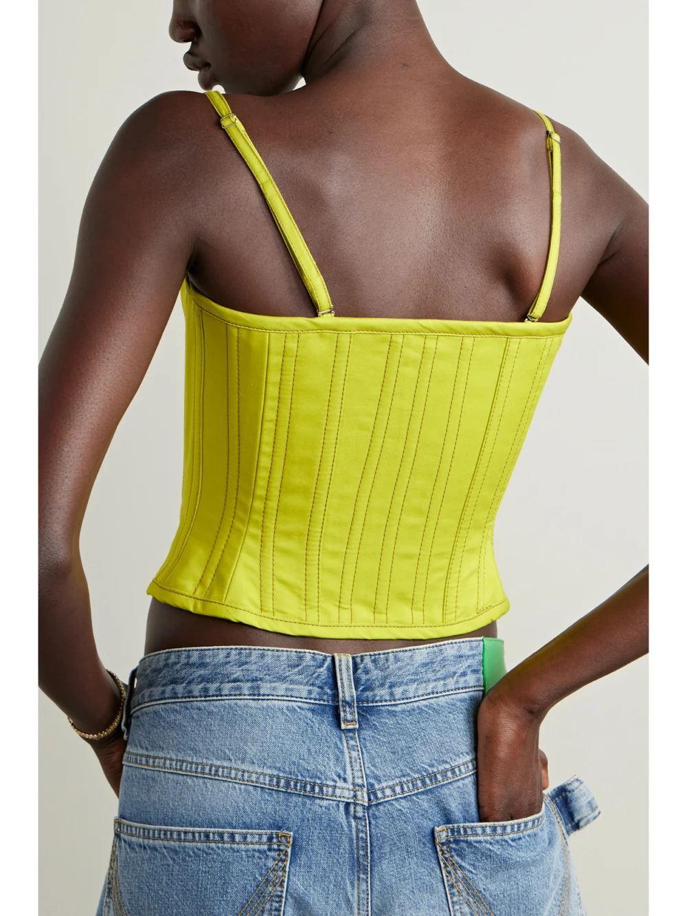 Back view of the Christopher John Rogers Stay Cotton-twill Bustier Top
