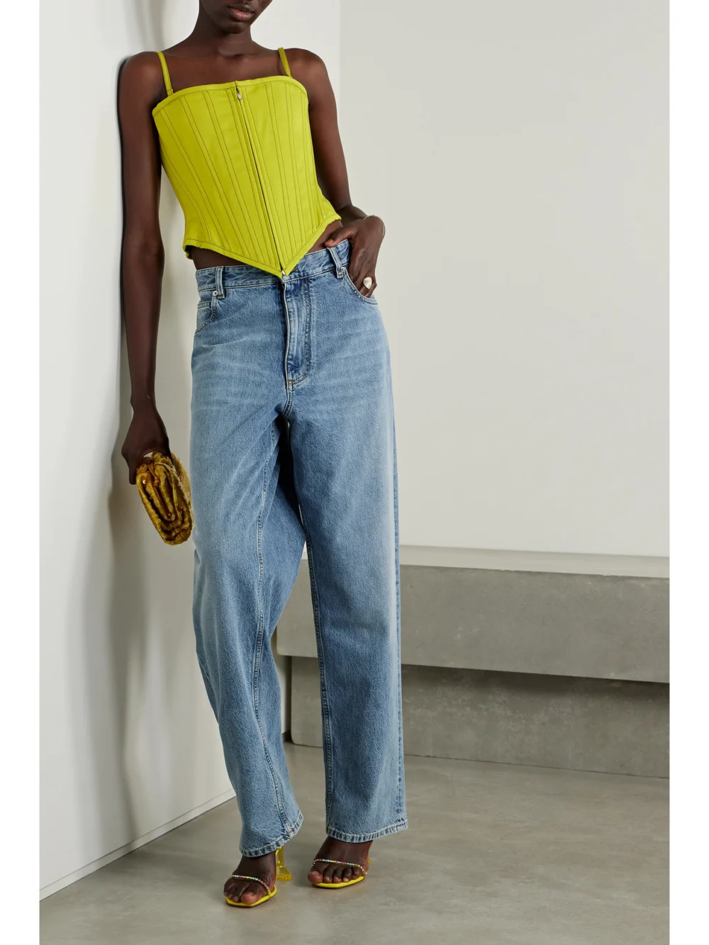 Christopher John Rogers Stay Cotton-twill Bustier Top, worn by a model