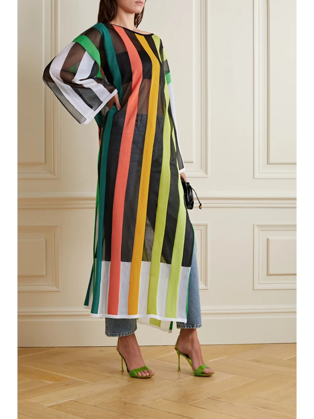 Christopher John Rogers Striped Knitted Maxi Dress, worn by a model