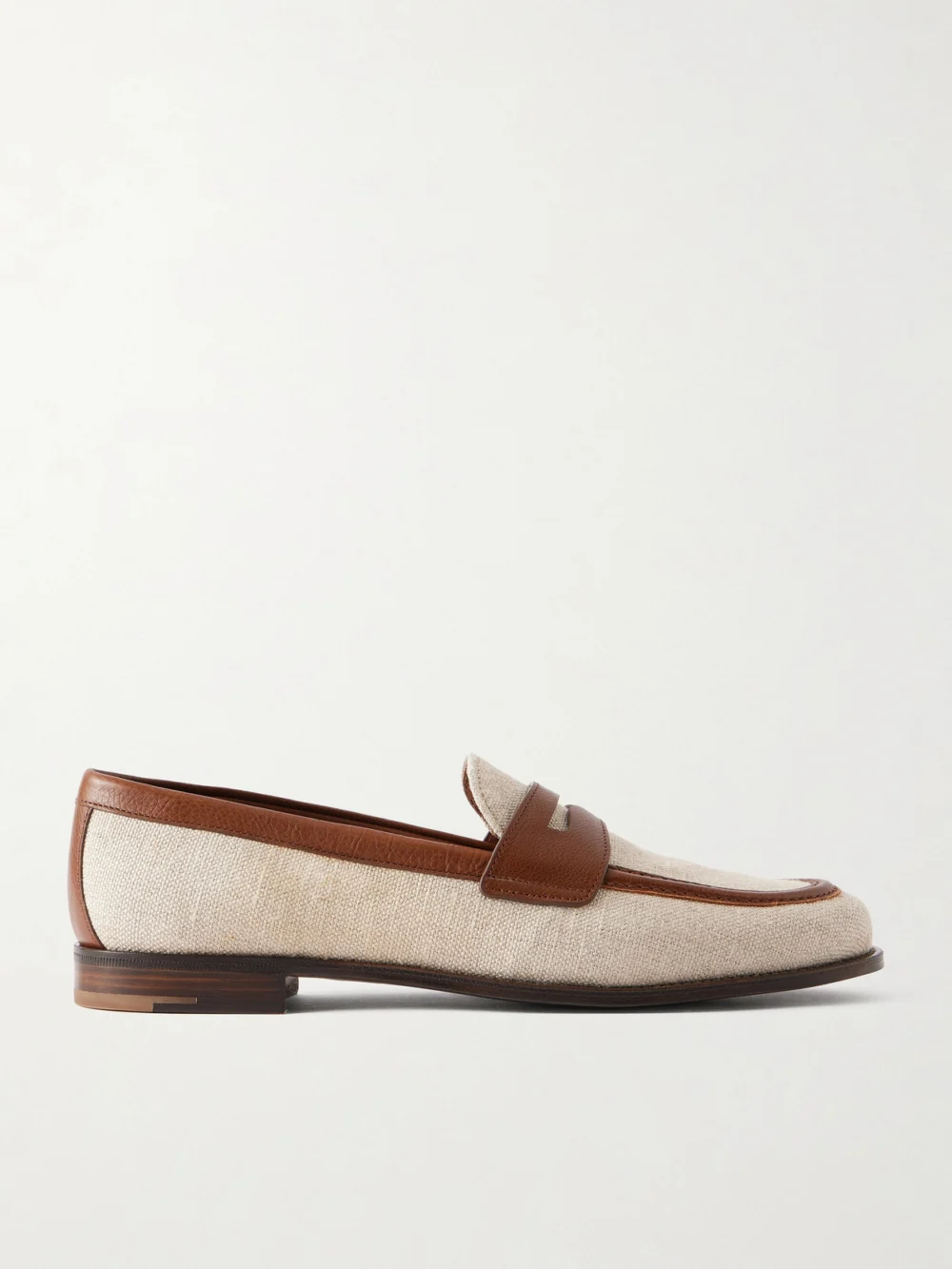 Church's Heswall 2 Leather-trimmed Canvas Penny Loafers in beige