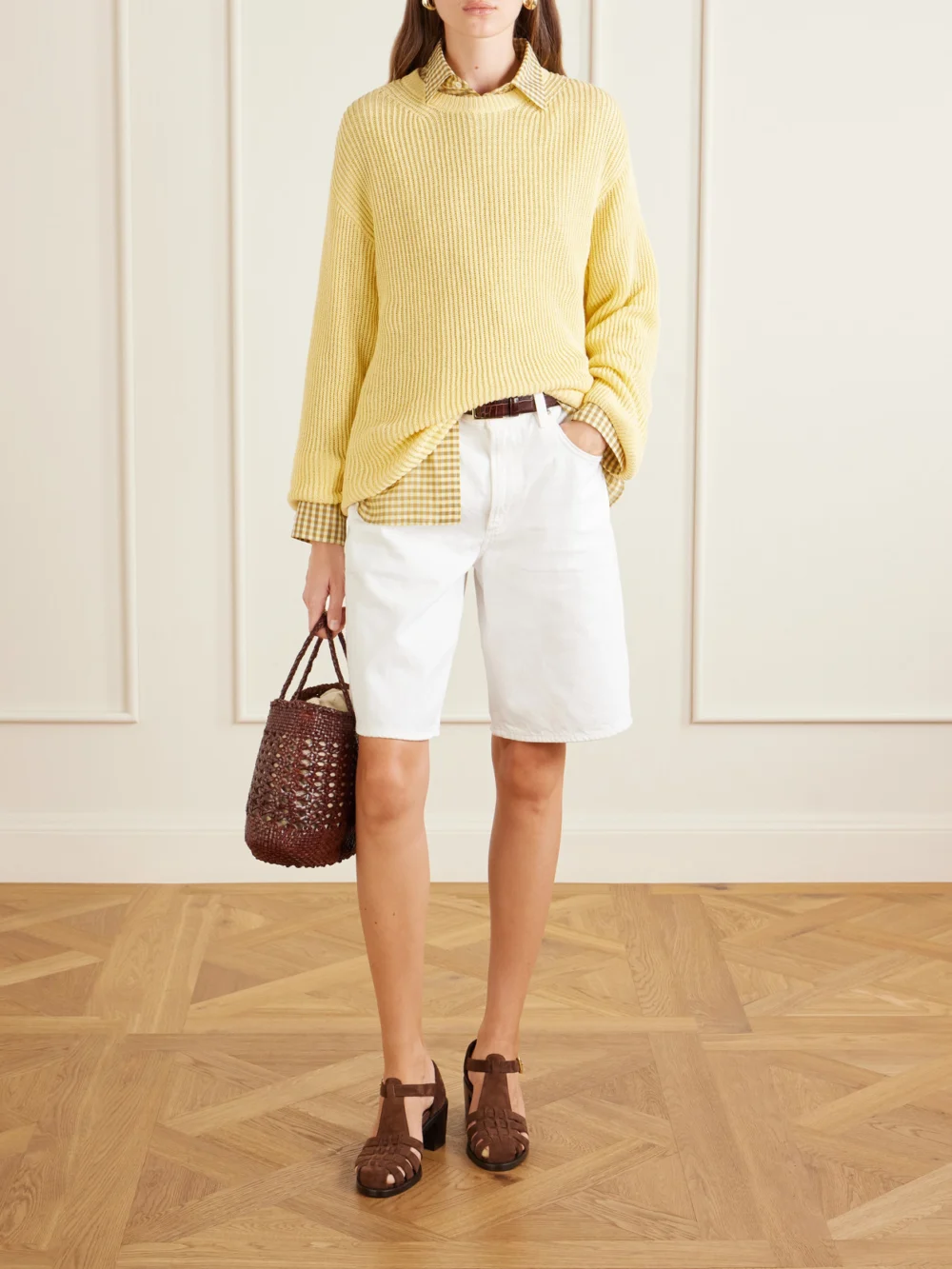Church's Kelsey 50 Woven Suede Sandals, styled view