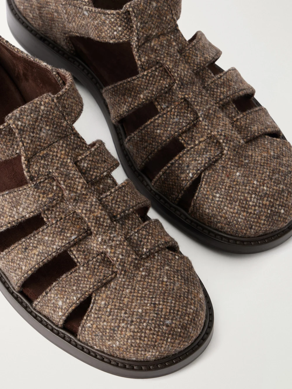 Close-up detail of the Church's Kelsey Winter Wool Sandals