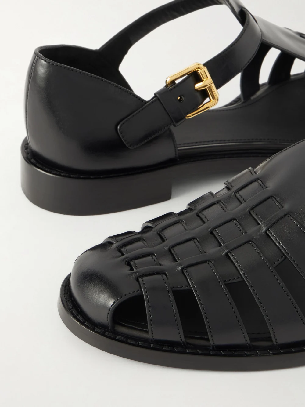 Close-up detail of the Church's Kelsey Woven Leather Sandals