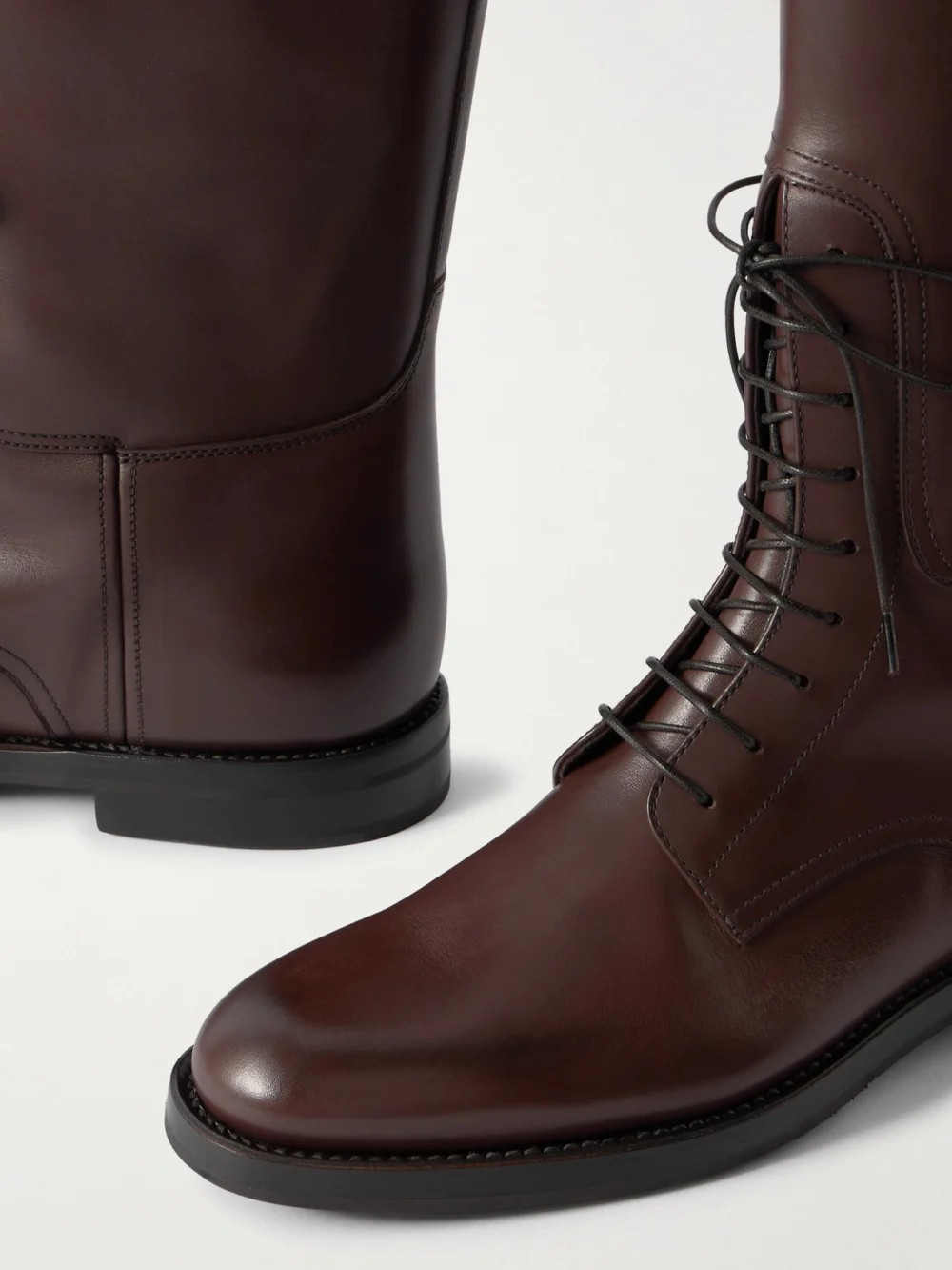 Close-up detail of the Church's Leather Lace-up Knee Boots