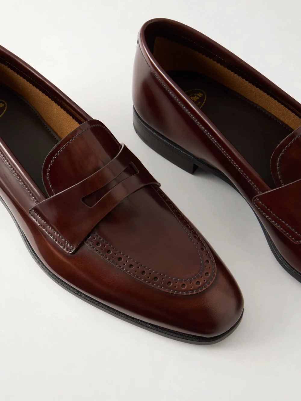Close-up detail of the Church's Onyx Leather Loafers