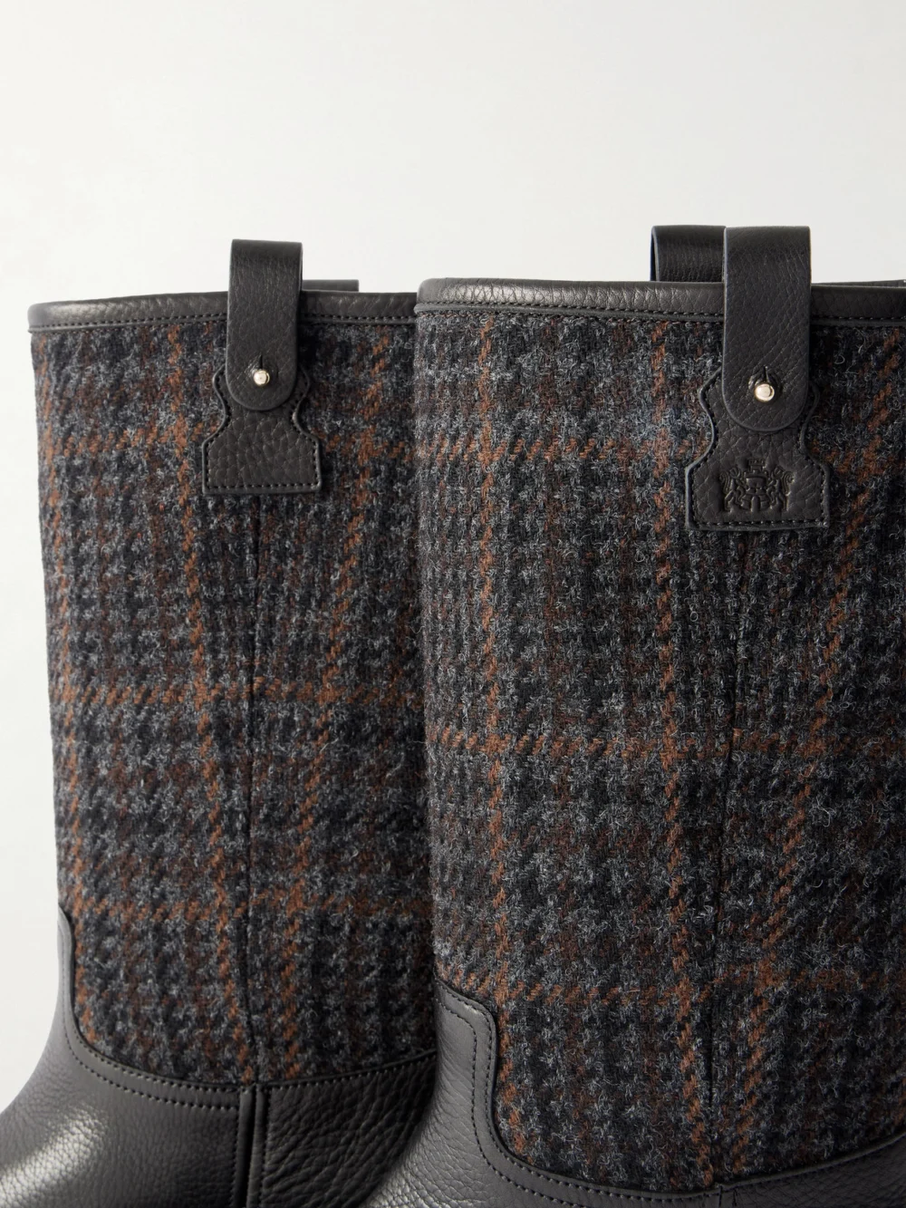Close-up detail of the Church's Peyton Tweed and Leather Boots
