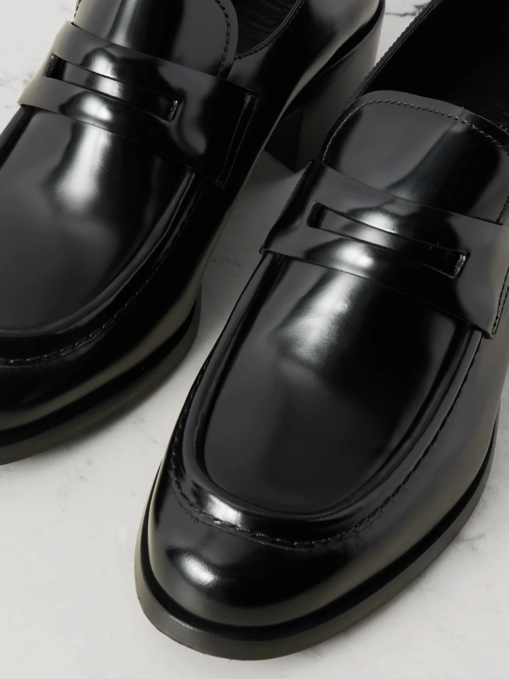 Close-up detail of the Church's Prudence Glossed-leather Loafers