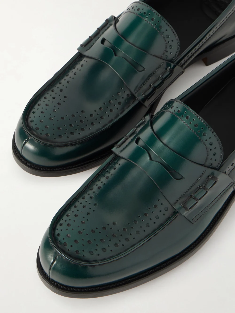 Close-up detail of the Church's Robin Glossed-leather Penny Loafers