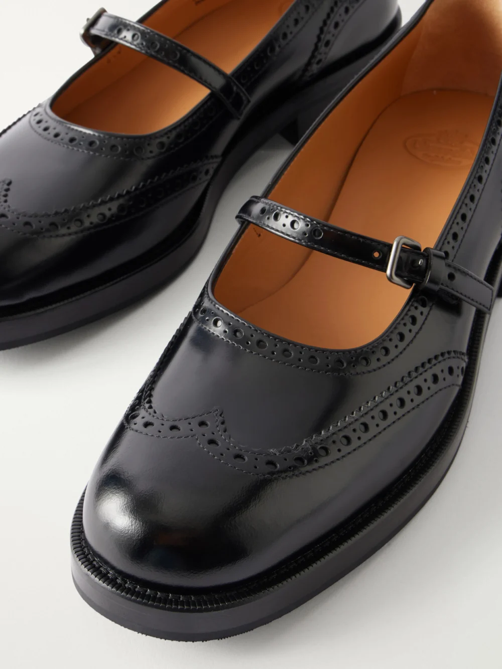 Close-up detail of the Church's Sheila Leather Mary Jane Flats