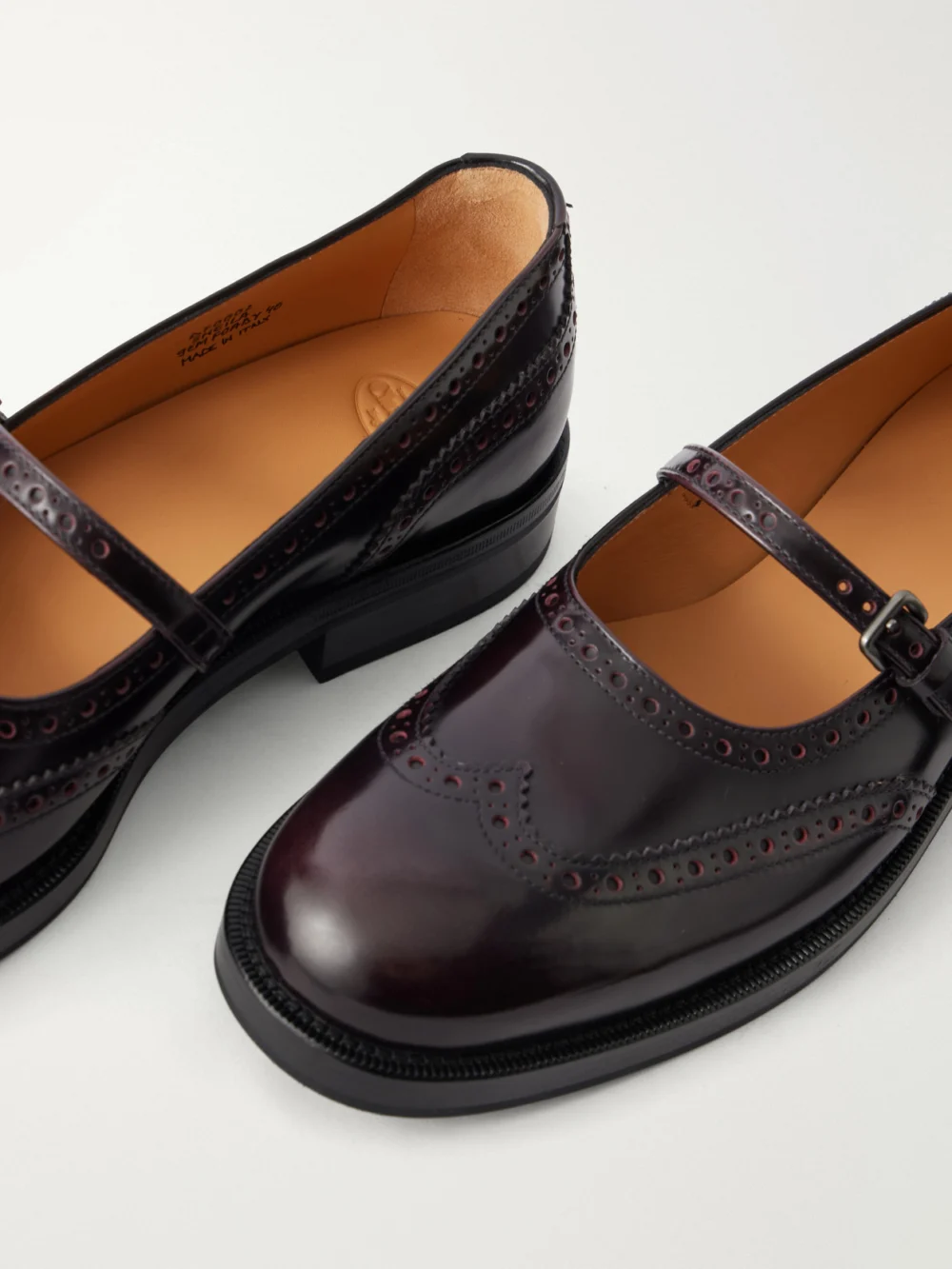 Close-up detail of the Church's Sheila Mary Jane Leather Flats