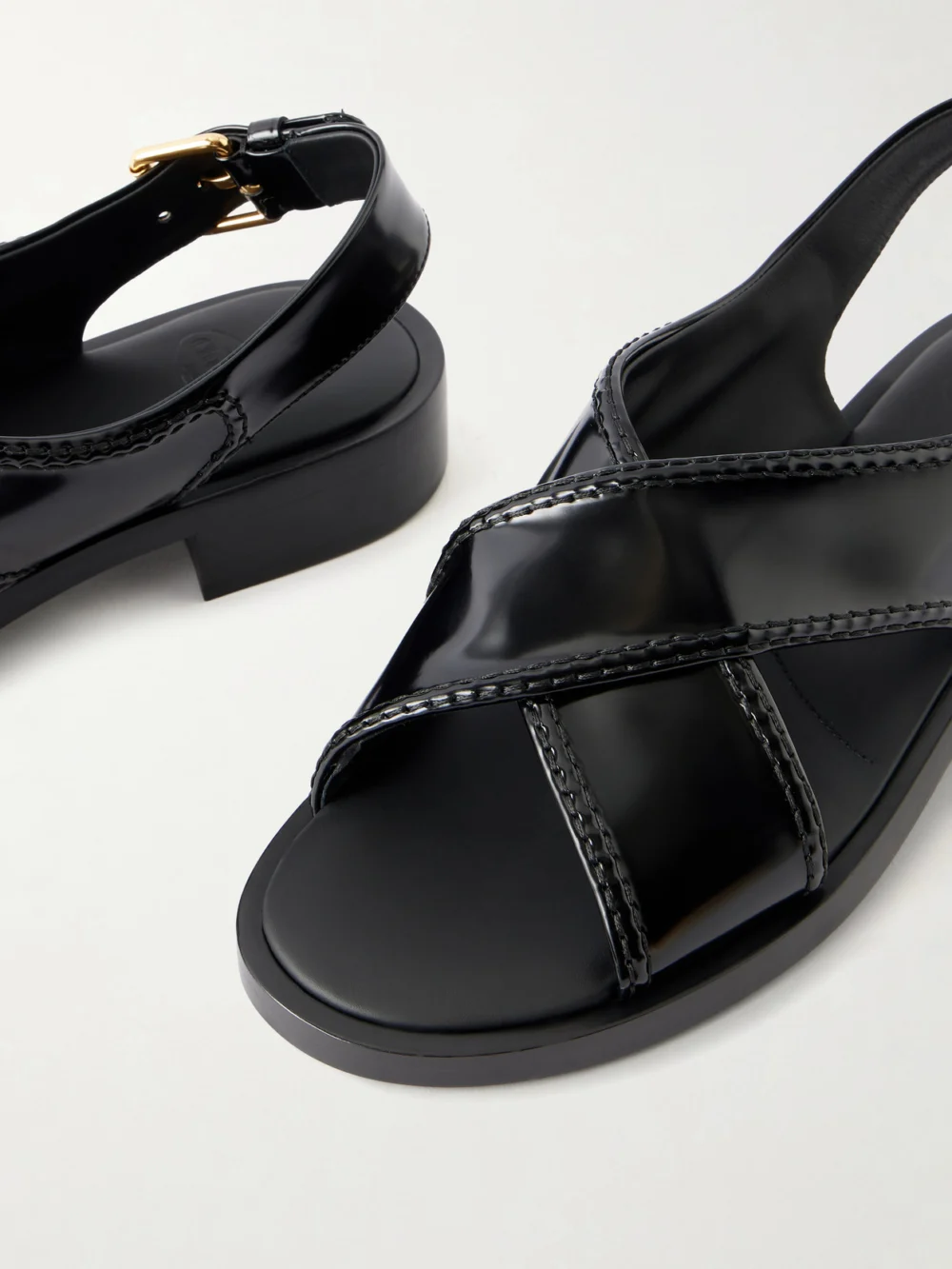 Close-up detail of the Church's Sondra Patent-leather Sandals
