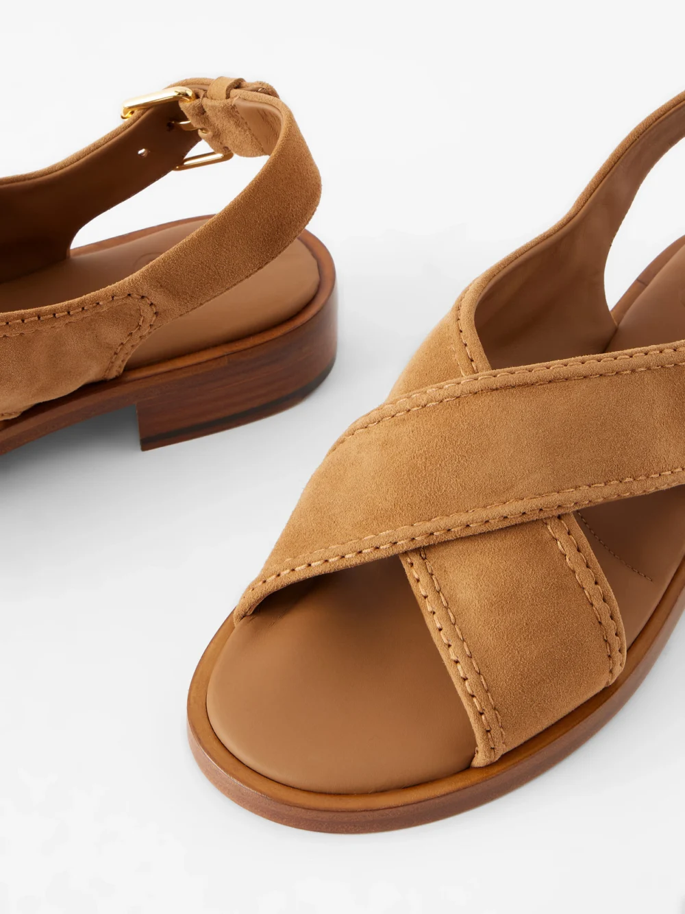 Close-up detail of the Church's Sondra Suede Flat Sandals